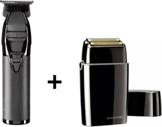 BaByliss Pro Skeleton Trimmer Gunsteel + FoilFX02 Shaver Black