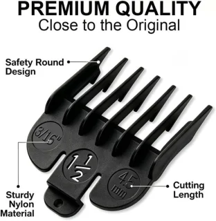Clipper guards set past 3-delig zwart, tondeuse guards limit comb compatibel met de meeste Wahl clippers