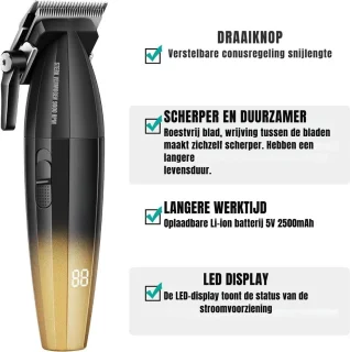 DD® Draadloze Tondeuse voor Hoofdhaar Zwart