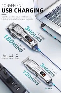 DrPhone KIKIDO Barber 2-in-1 Tondeuse en Trimmer Zilver