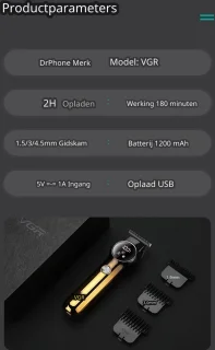 DrPhone VGR V-989 Draadloze Tondeuse