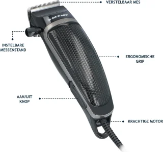 Dunlop Tondeuse met Snoer en 4 Opzetkammen