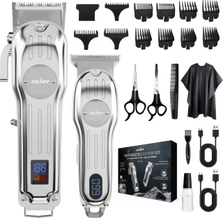 FIBILA Professionele Kappers Set Elektrische Draadloze Tondeuse 2 Machines Zwart/Goud
