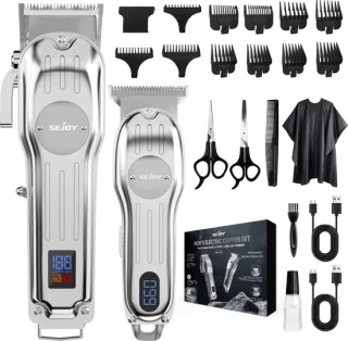 FIBILA Professionele Kappers Set Elektrische Draadloze Tondeuse 2 Machines Zwart/Goud