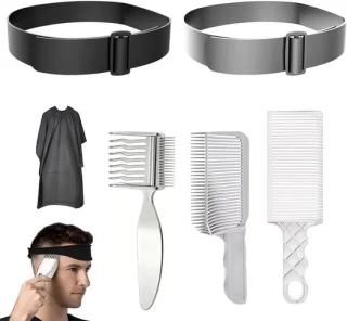 Haarsnijhulp set - Grijs/zwart - Tondeuse-handleiding met kappen en schort