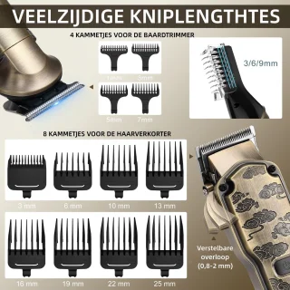 Hatteker Professionele 4-in-1 Tondeuse Set voor Heren – Bronskleurig