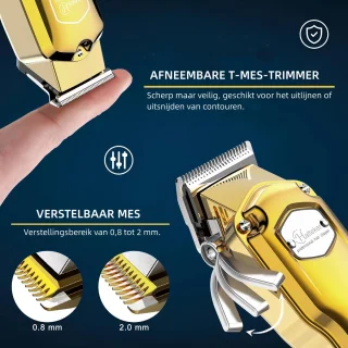 Hatteker T-Blade Tondeuse Set voor Heren - Goud