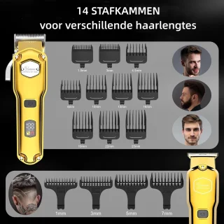 Hatteker T-Blade Tondeuse Set voor Heren - Goud
