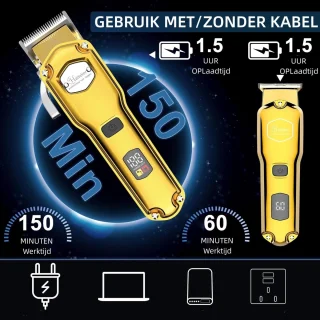 Hatteker T-Blade Tondeuse Set voor Heren - Goud