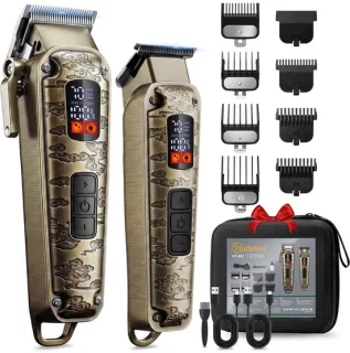 Hatteker tondeuse en baardtrimmer – set met 7 opzetkammen – brons
