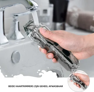 Hatteker Tondeuse Set Heren – Baard- & Haartrimmer T-Blade (Zilver)