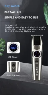 Kemei Professionele Draadloze Tondeuse Grijs