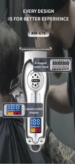 Kemei Professionele Draadloze Tondeuse Zilver