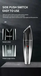 Kemei Professionele Draadloze Tondeuse Zwart