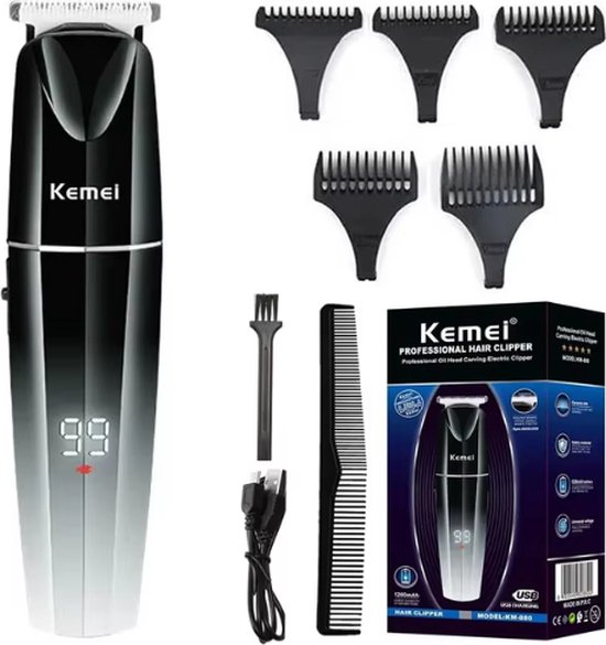 Kemei Professionele Draadloze Tondeuse Zwart review