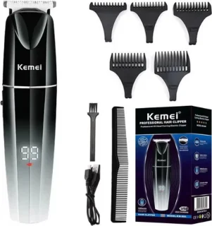 Kemei Professionele Draadloze Tondeuse Zwart