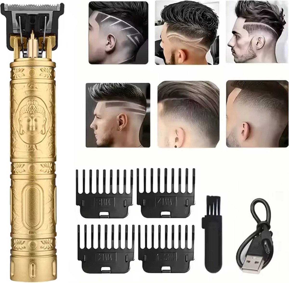 De Klassieke T-blade Draadloze Haar- en Baardtrimmer Goudkleurig in één oogopslag