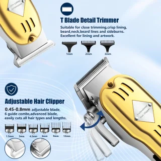 Professionele Draadloze Tondeuse Baardtrimmer Set Goud