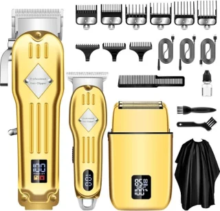 Professionele Draadloze Tondeuse Baardtrimmer Set Goud