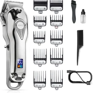 Professionele Draadloze Tondeuse Mannen Zilver Complete Set