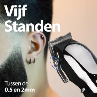 Professionele Tondeuse Grijs met Oplaadstation en 4 Opzetstukken