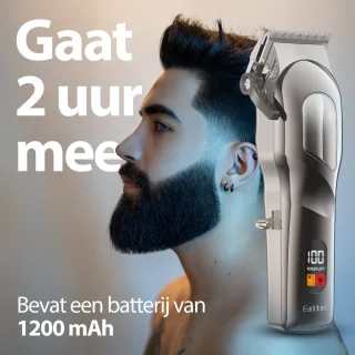 Professionele Tondeuse Grijs met Oplaadstation en 4 Opzetstukken