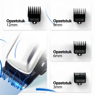 Professionele Tondeuse Grijs met Oplaadstation en 4 Opzetstukken
