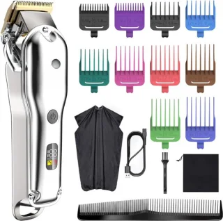 QUOVO Tondeuse mannen hoofdhaar – draadloze baardtrimmer, zilver