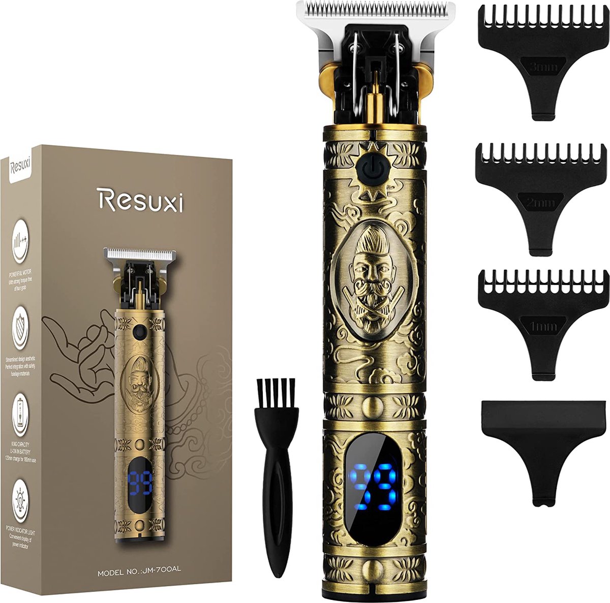 De Resuxi Luxe Draadloze Tondeuse Goud in één oogopslag
