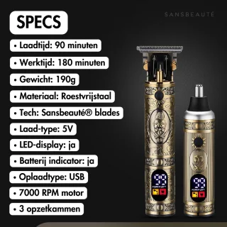 Sansbeauté® Buddha Draadloze T-Blade Tondeuse & Neustrimmer