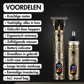 Sansbeauté® Buddha Draadloze T-Blade Tondeuse & Neustrimmer