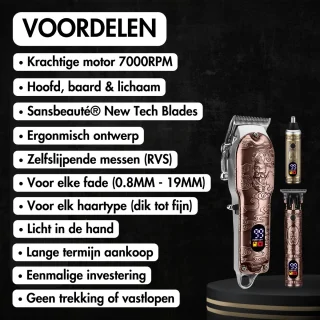Sansbeauté Professionele 4-in-1 Draadloze Tondeuse voor Mannen