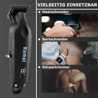 SnelShoppen - Professionele Haar/Baard Trimmer Draadloze Oplaadbare Tondeuse met T Blade voor Mannen, Zero Gapped, Ideaal voor Kappers en Thuisgebruik