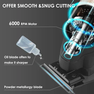 SnelShoppen - Professionele Haar/Baard Trimmer Draadloze Oplaadbare Tondeuse met T Blade voor Mannen, Zero Gapped, Ideaal voor Kappers en Thuisgebruik