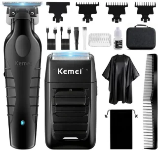 SnelShoppen - Professionele Tondeuse en Folie-Scheerapparaat Draadloos, Kappers-Trimmer met T Blade Zero Gapped, USB Oplaadbaar, Scherpe Roestvrijstal