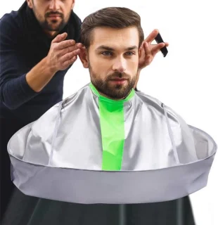 SnelShoppen professionele tondeusecape - waterdichte haarknipcape - nylon kappercape voor mannen en vrouwen - zilvergrijs - compact en duurzaam