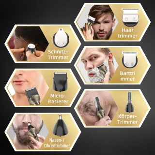 STILVORA Haarstyling Set – Tondeuse, Baardtrimmer en Neustrimmer, Goud