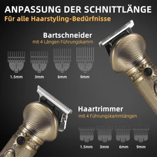 STILVORA Haarstyling Set – Tondeuse, Baardtrimmer en Neustrimmer, Goud