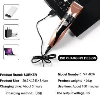 Surker SK-826 oplaadbare tondeuse met verstelbare trimmer
