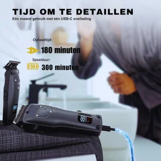 Thuys Draadloze Heren Tondeuse Zwart