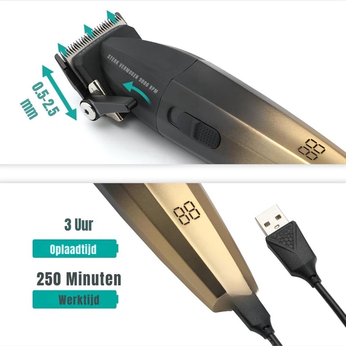 Wat vinden we goed aan de Thuys Draadloze Tondeuse Hoofdhaar Zwart