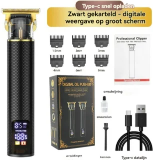 Tondeuse Mannen 2024 Draadloos Baardtrimmer Zwart