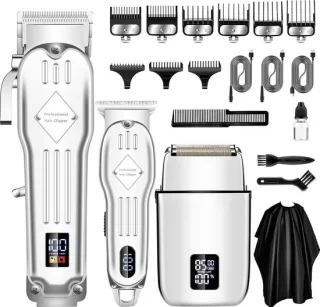 Tondeuse mannen baardtrimmers professionele draadloze set zilver