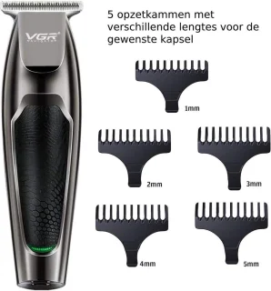 Tondeuse Mannen Draadloos met 5 Opzetstukken