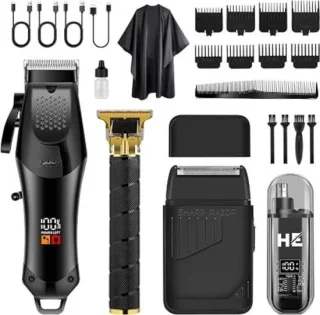 Tondeuse set voor heren – 3-in-1 baardtrimmer, scheerapparaat en neustrimmer – zwart