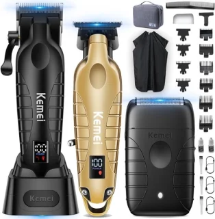 Trimmer voor mannen - goud - professionele draadloze tondeuse set met 3 delen