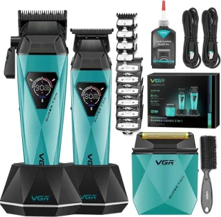 Trimmer voor mannen - Professionele tondeuse set met titanium coating - Groen