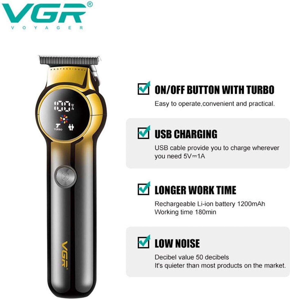 Wat vinden we goed aan de Vgr V-989 Mannen Tondeuse Elektrisch USB Oplaadbaar