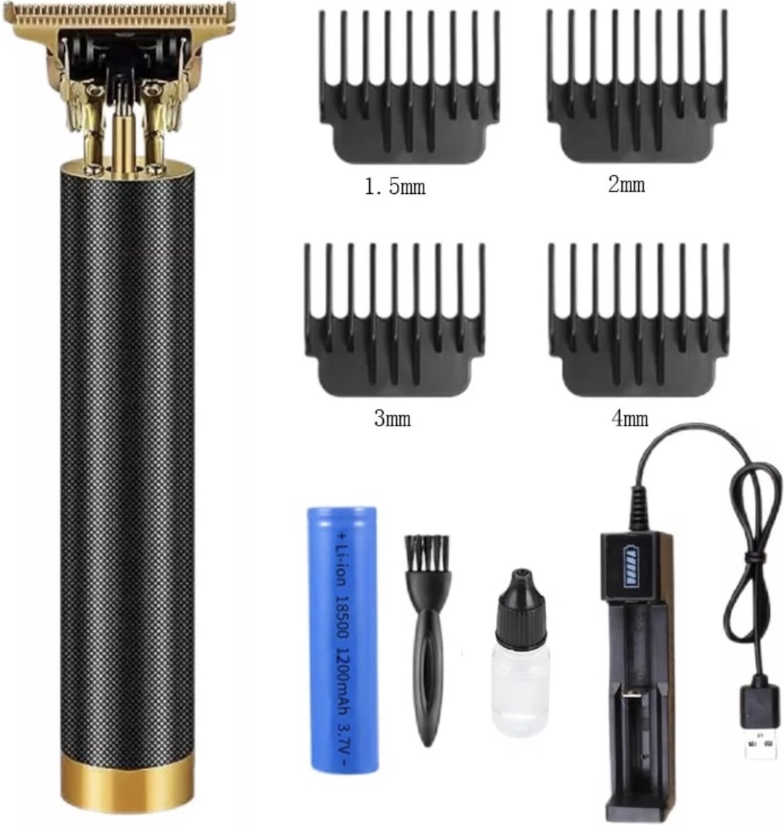 De Vintage T9 Draadloze Tondeuse Trimmer Zwart Goud in één oogopslag