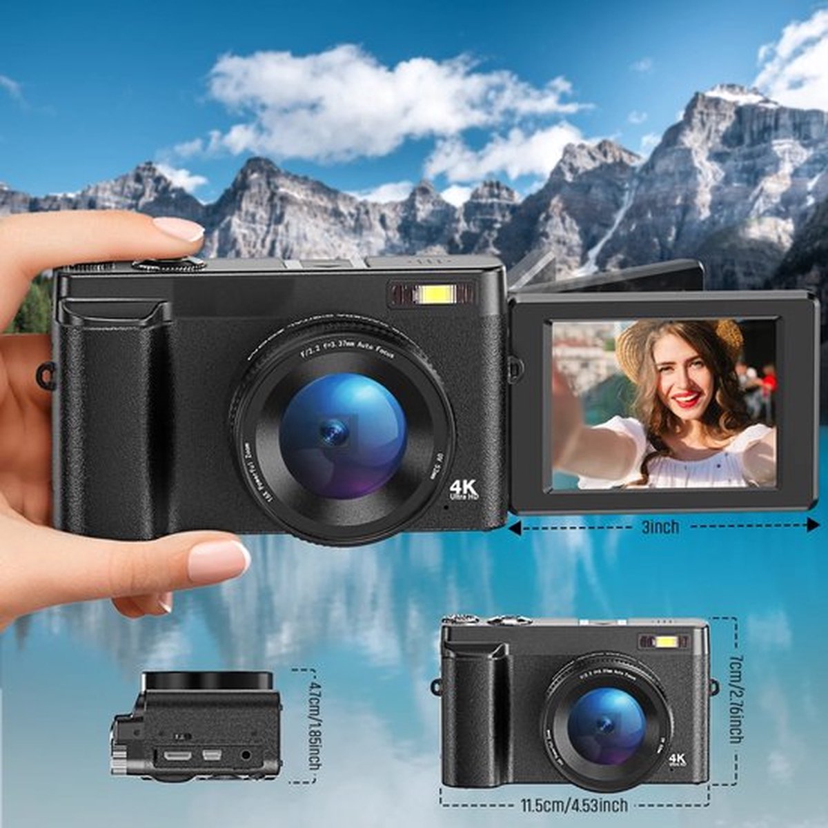 Wat vinden we goed aan de Blyx 4K Vlog Camera met Draaibaar Scherm 16x Zoom Zwart